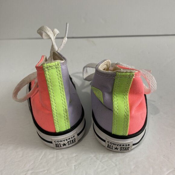 Converse Neon High Top Sneakers Electric Blush Toddler Size 5 Pink Yellow Purple - Picture 5 of 8